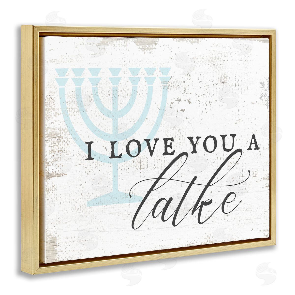 Stupell Studio Love You A Latke Clever Rustic Hanukkah Typography  Gold Floating Frame Canvas Wall Art Print