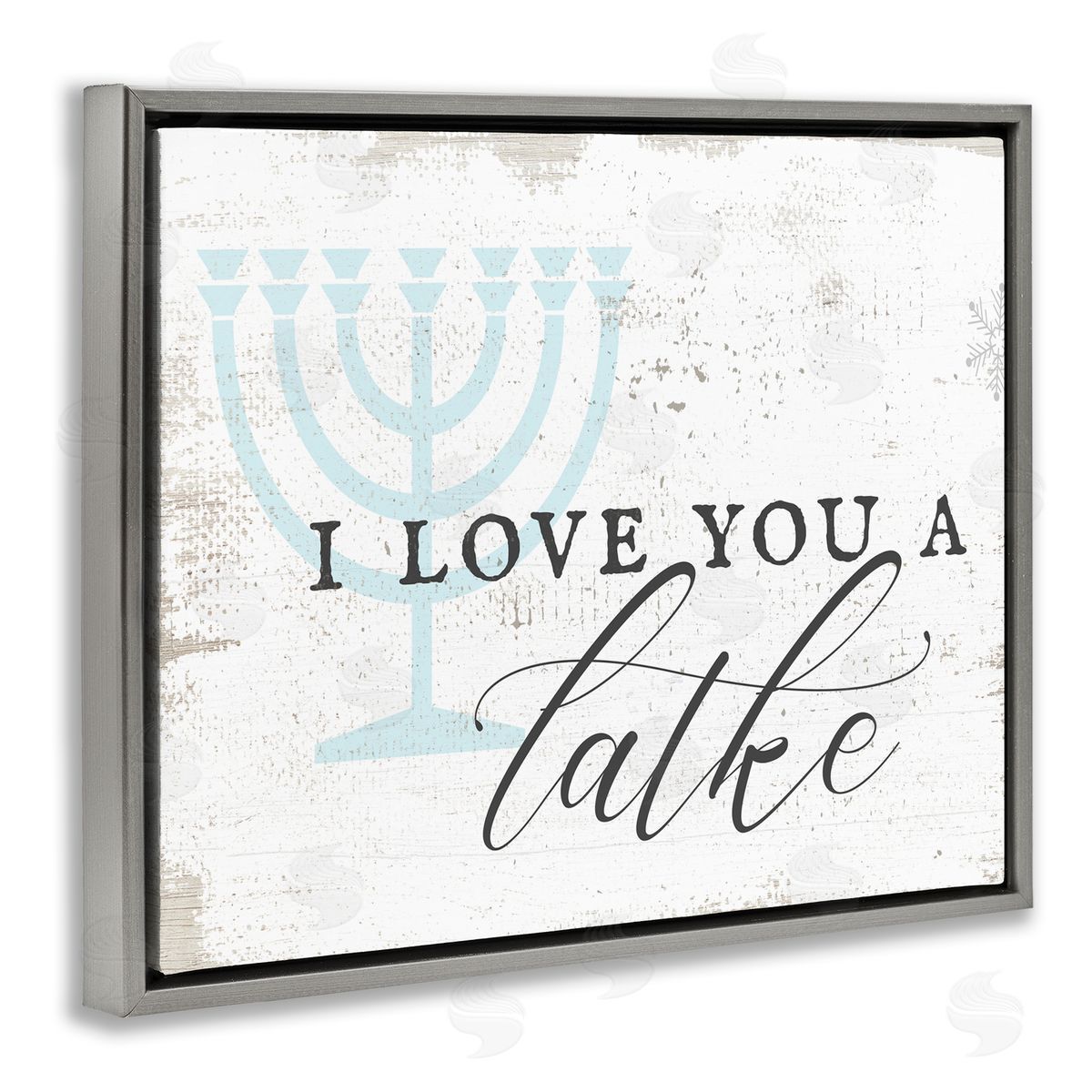 Stupell Studio Love You A Latke Clever Rustic Hanukkah Typography  Gray Floating Frame Canvas Wall Art Print