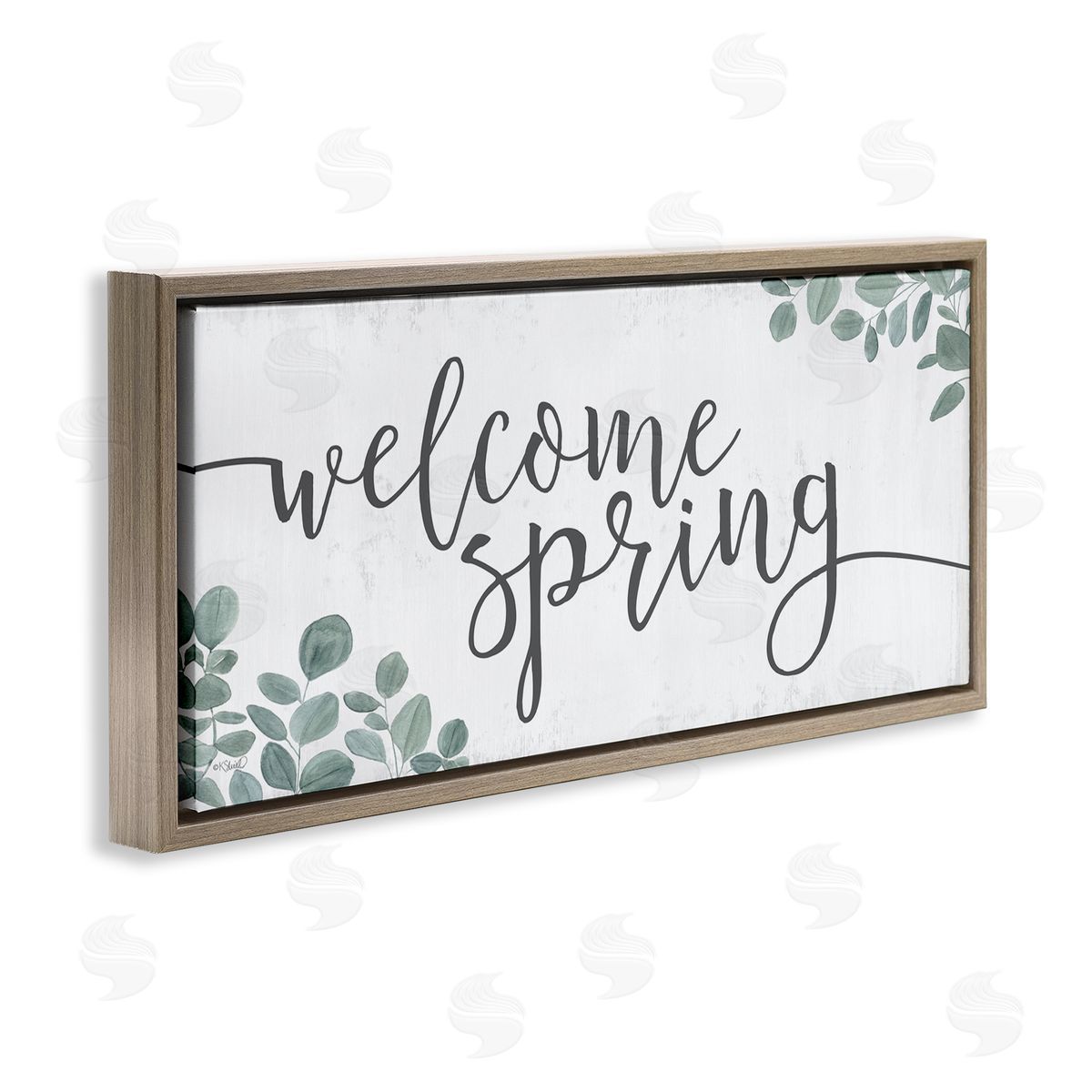 Kate Sherrill Welcome Spring Calligraphy Phrase Casual Eucalyptus Botanicals