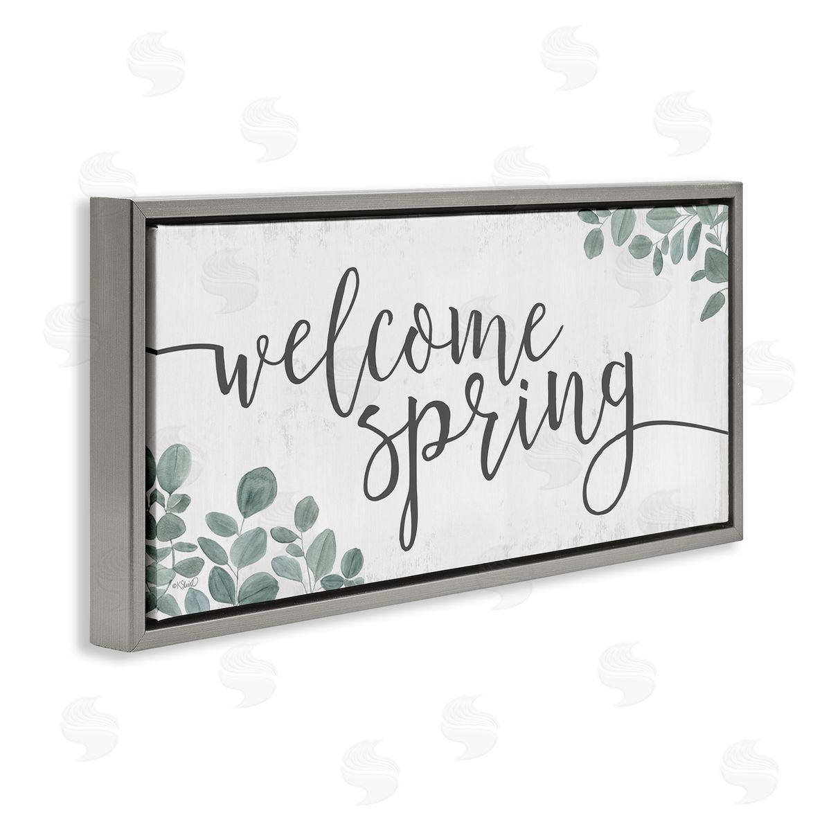 Kate Sherrill Welcome Spring Calligraphy Phrase Casual Eucalyptus Botanicals