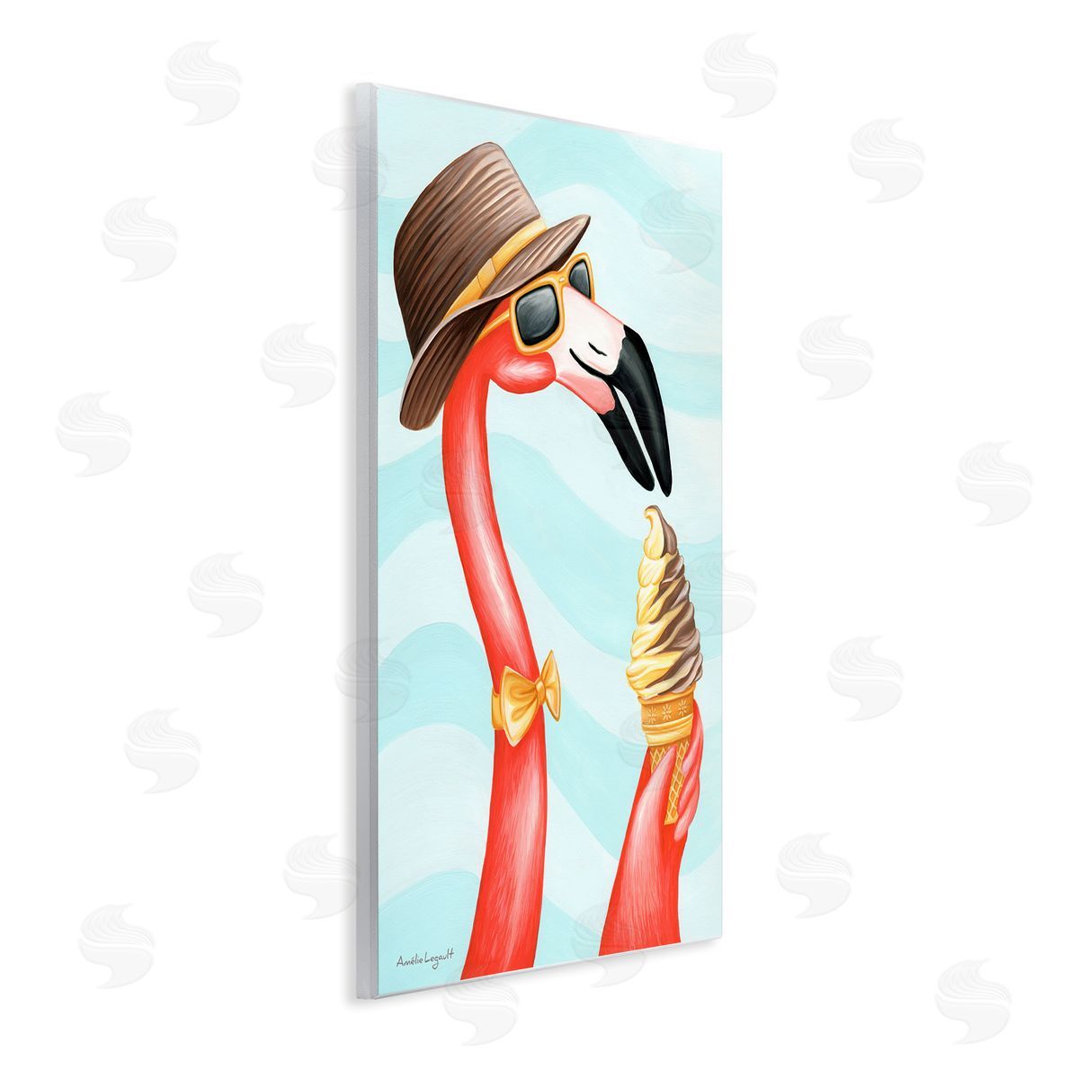 Amelie Legault Dapper Flamingo Summertime Ice Cream Cone Snack Wall Plaque Art Print