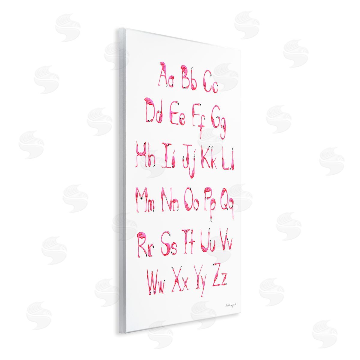 Amelie Legault Flamingo Shaped Letters Alphabet Pink Typography Wall Plaque Art Print