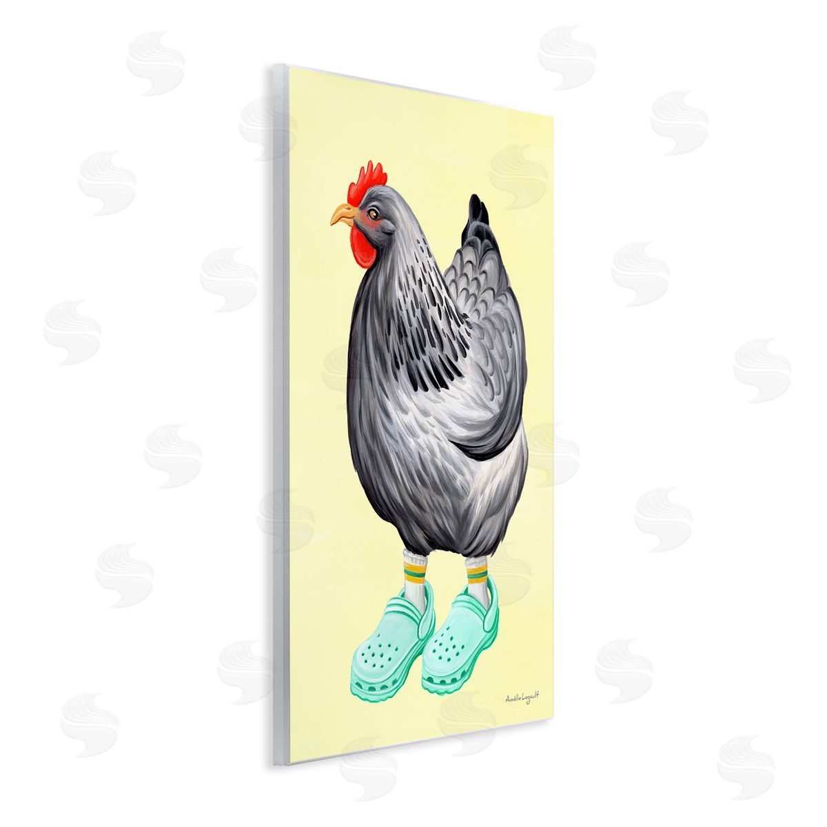 Amelie Legault Chicken Hen Vibrant Rubber Clogs Farm Animal Wall Plaque Art Print