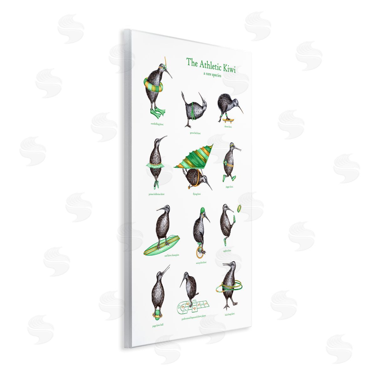 Amelie Legault Athletic Kiwi  Exercises Bird Drawings Chart Wall Plaque Art Print