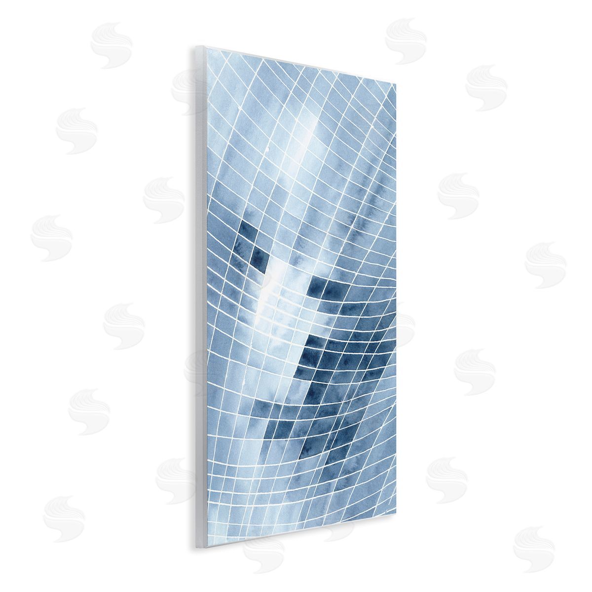 Regina Moore Modern Warped Blue Square Shapes White Lines Wall Plaque Art Print