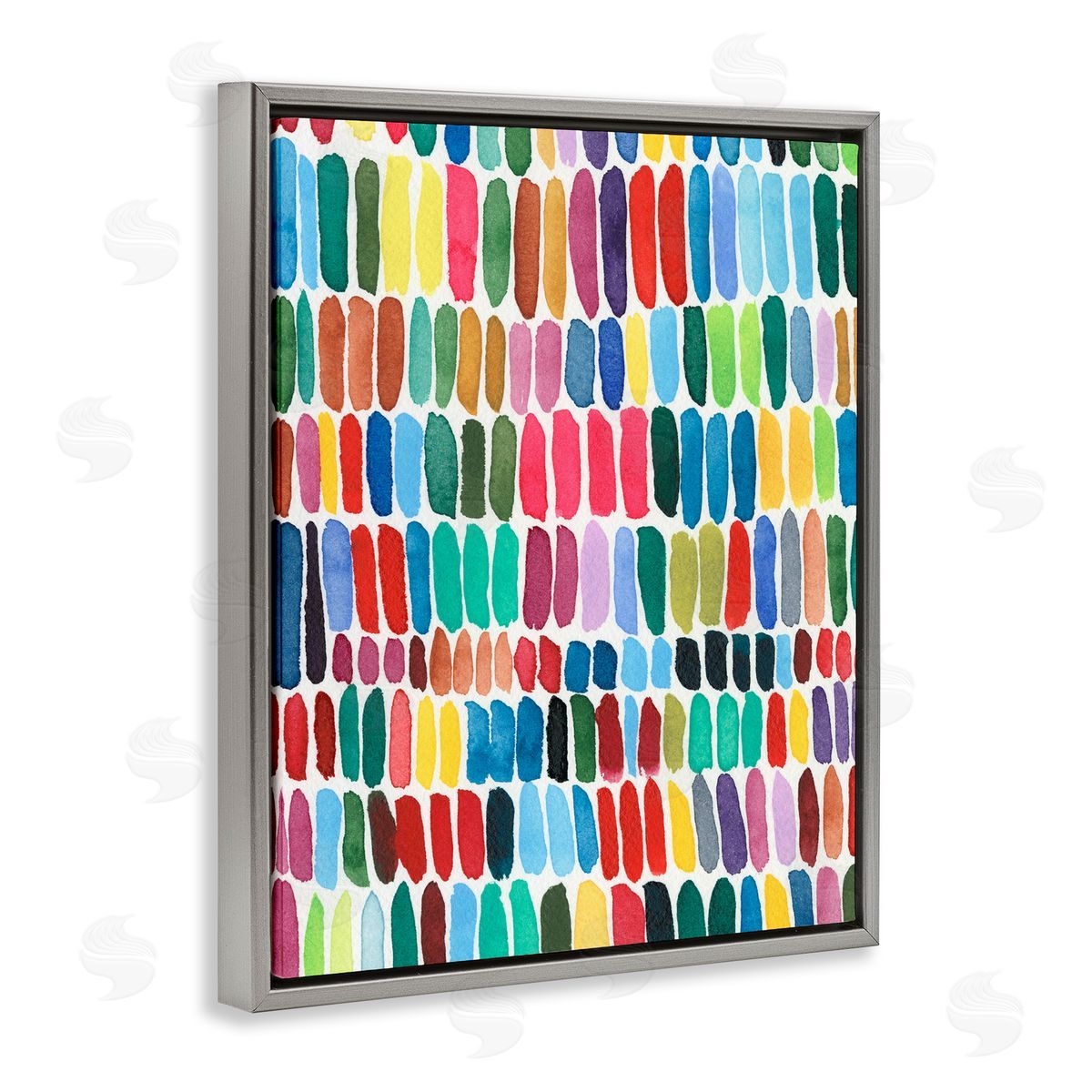 Regina Moore Varied Rainbow Lines Abstract Pattern Watercolor Detail Gray Floating Frame Canvas Wall Art Print
