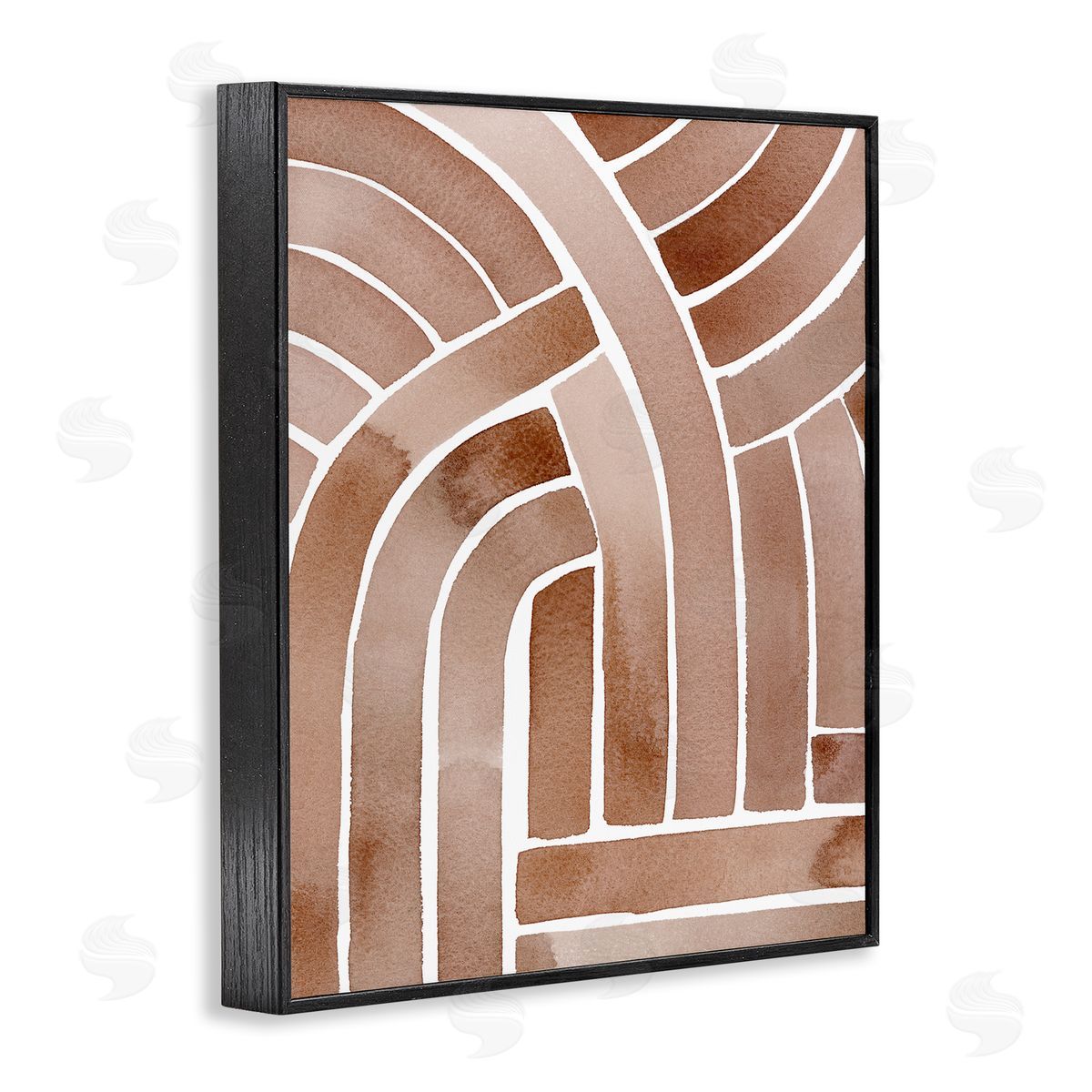 Grace Popp Abstract Rounded Stripes Lines Brown Watercolor  Black Framed Giclee Wall Art Print