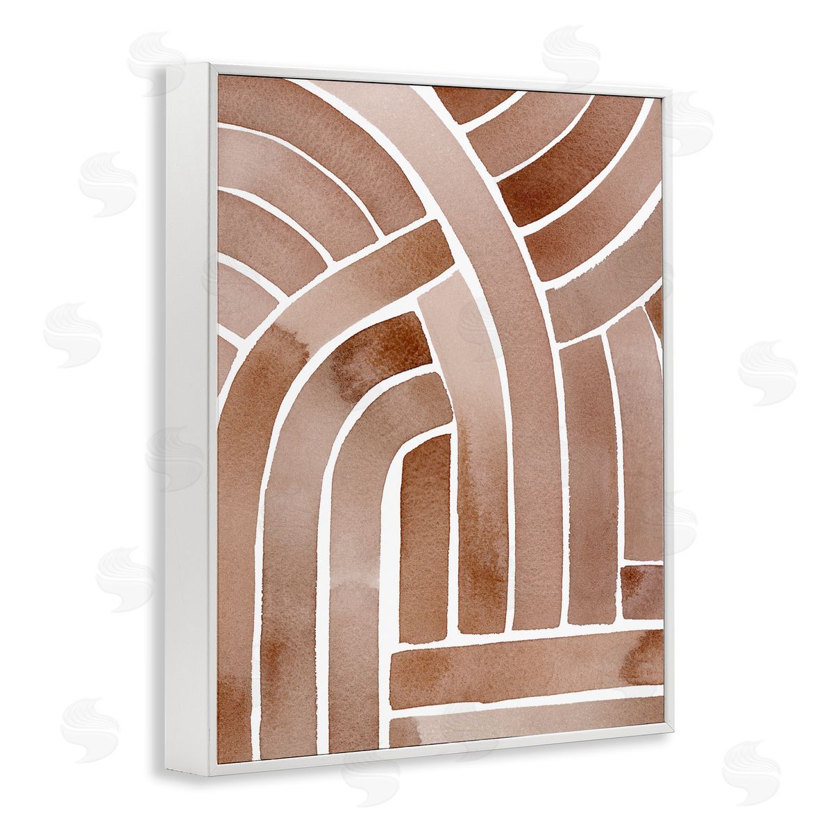Grace Popp Abstract Rounded Stripes Lines Brown Watercolor  White Framed Giclee Wall Art Print