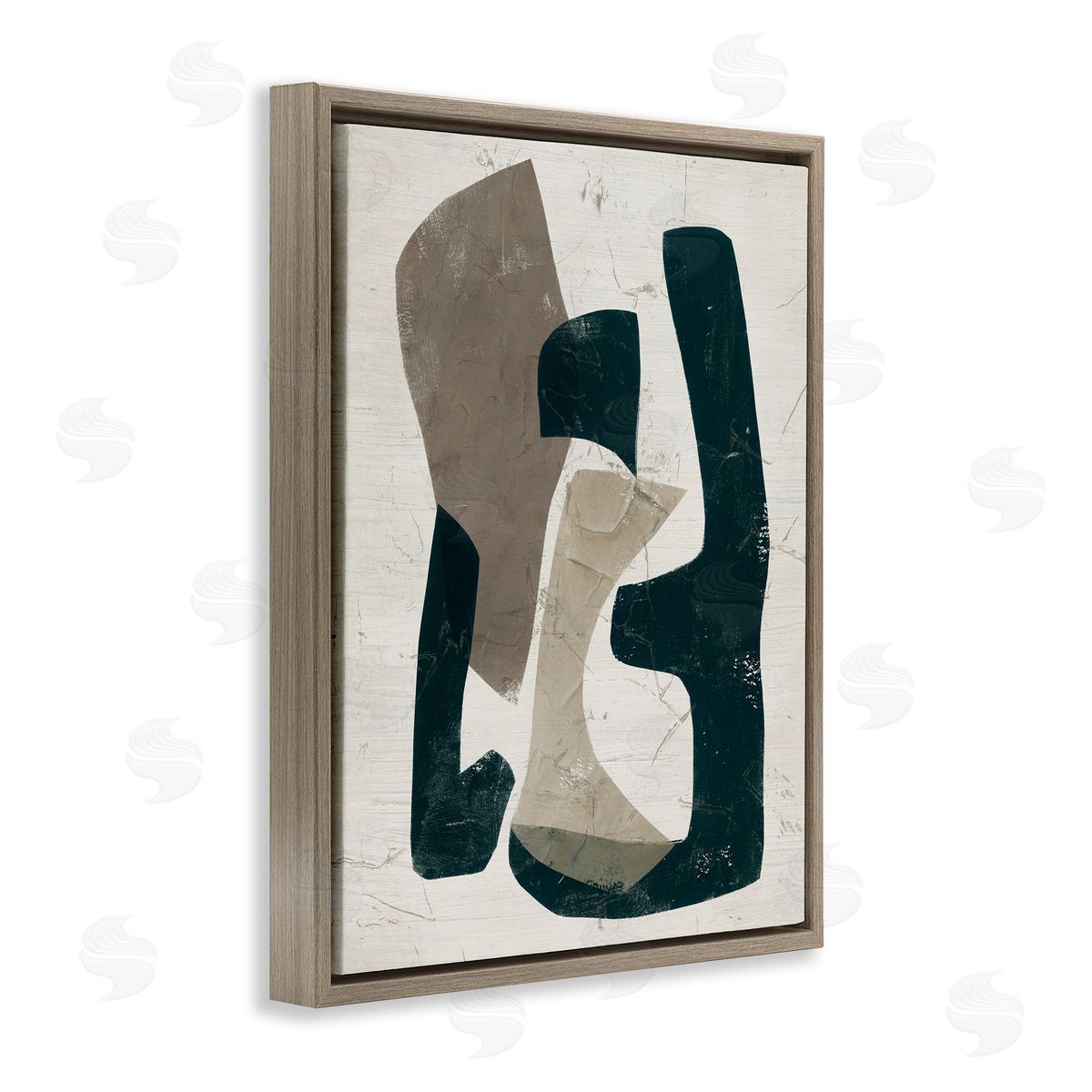 June Erica Vess Weathered Abstract Shapes Modern Geometric Neutral Tones Brown Floating Frame Canvas Wall Art Print