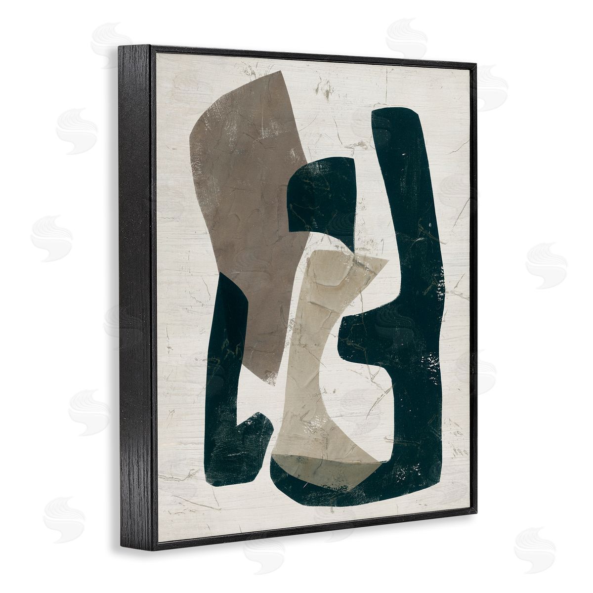 June Erica Vess Weathered Abstract Shapes Modern Geometric Neutral Tones Black Framed Giclee Wall Art Print