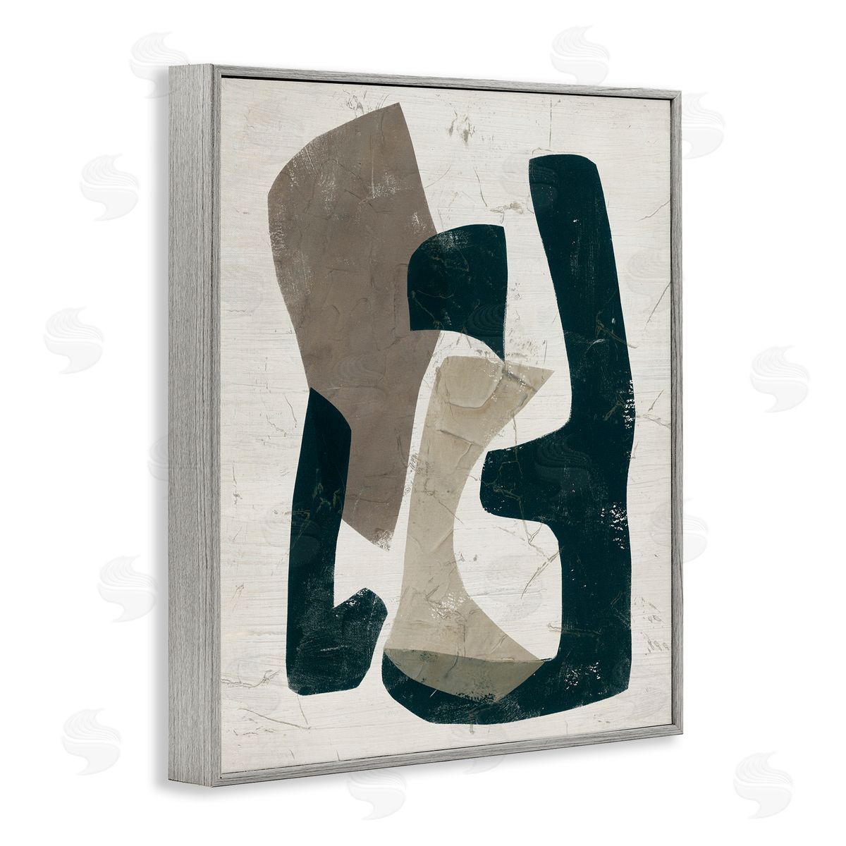 June Erica Vess Weathered Abstract Shapes Modern Geometric Neutral Tones Gray Framed Giclee Wall Art Print