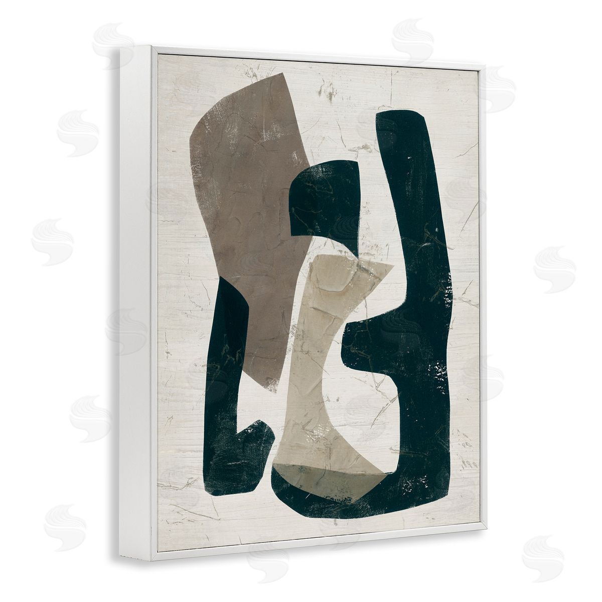 June Erica Vess Weathered Abstract Shapes Modern Geometric Neutral Tones White Framed Giclee Wall Art Print