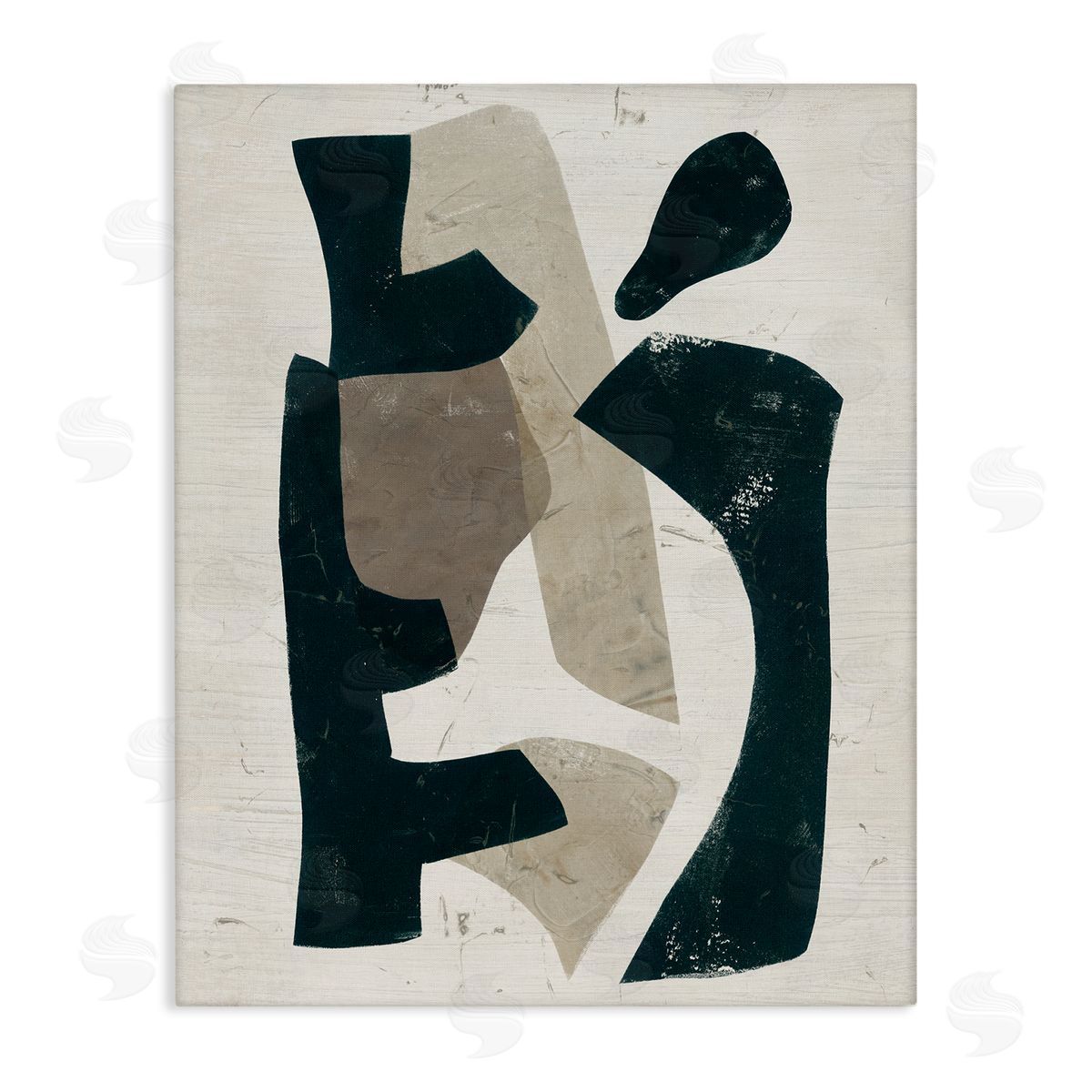 June Erica Vess Black & Brown Geometric Shapes Abstract Weathered Pattern  Stretched Canvas Wall Art Print