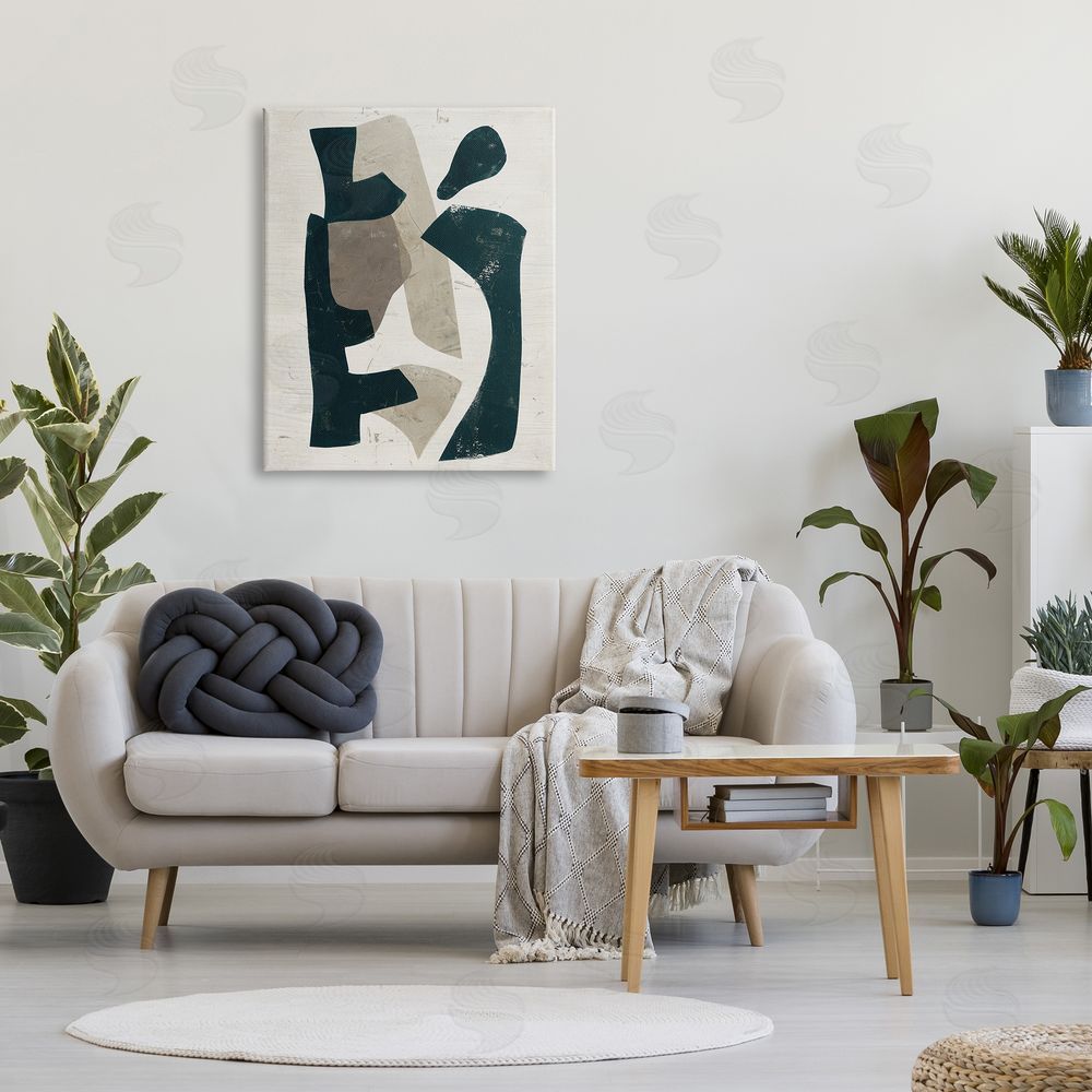 June Erica Vess Black & Brown Geometric Shapes Abstract Weathered Pattern  Canvas Wall Art Print in Room