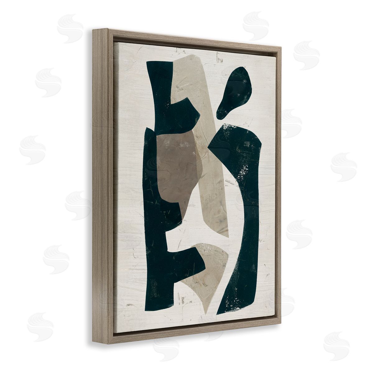 June Erica Vess Black & Brown Geometric Shapes Abstract Weathered Pattern  Brown Floating Frame Canvas Wall Art Print