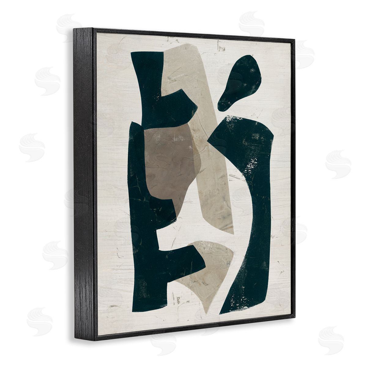 June Erica Vess Black & Brown Geometric Shapes Abstract Weathered Pattern  Black Framed Giclee Wall Art Print