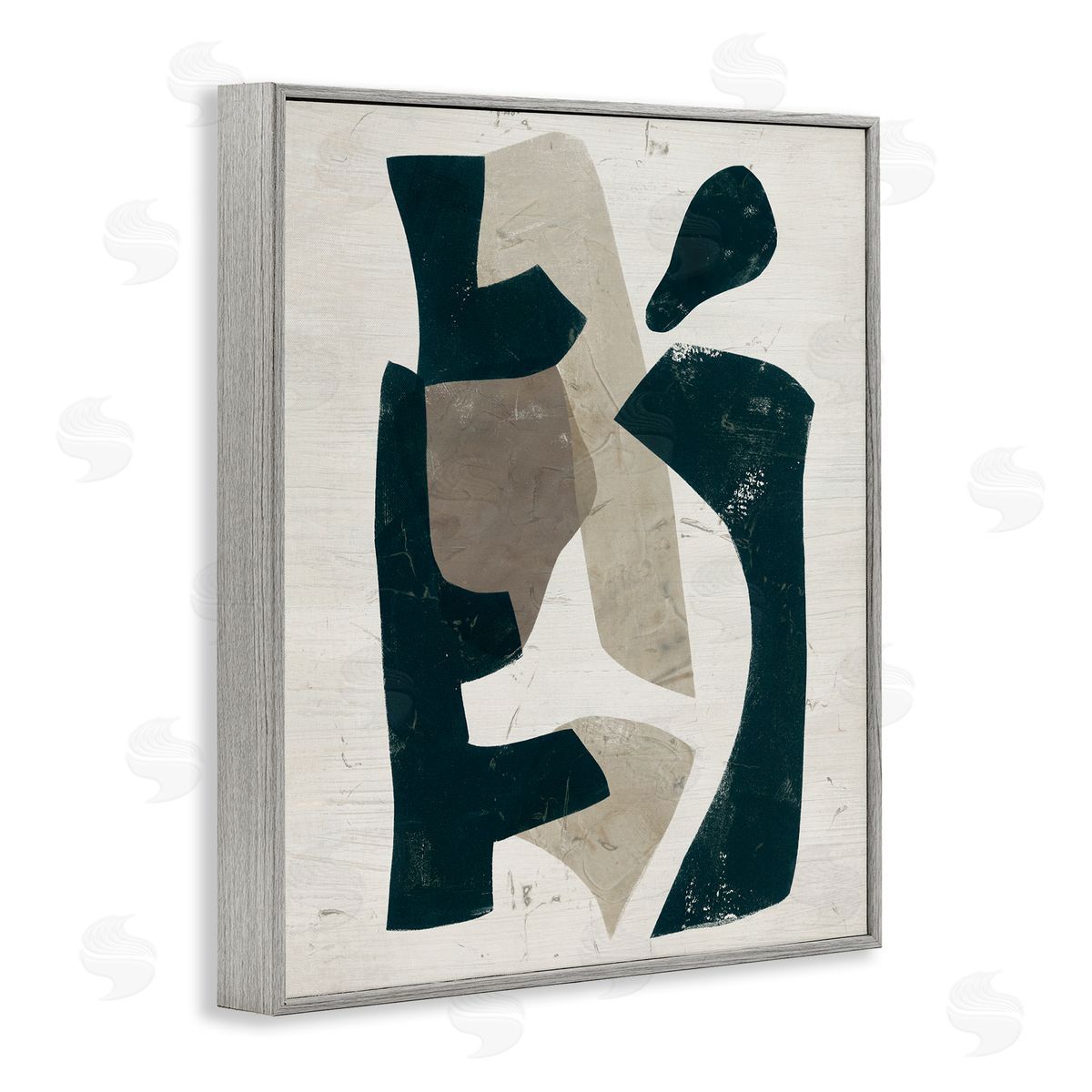 June Erica Vess Black & Brown Geometric Shapes Abstract Weathered Pattern  Gray Framed Giclee Wall Art Print
