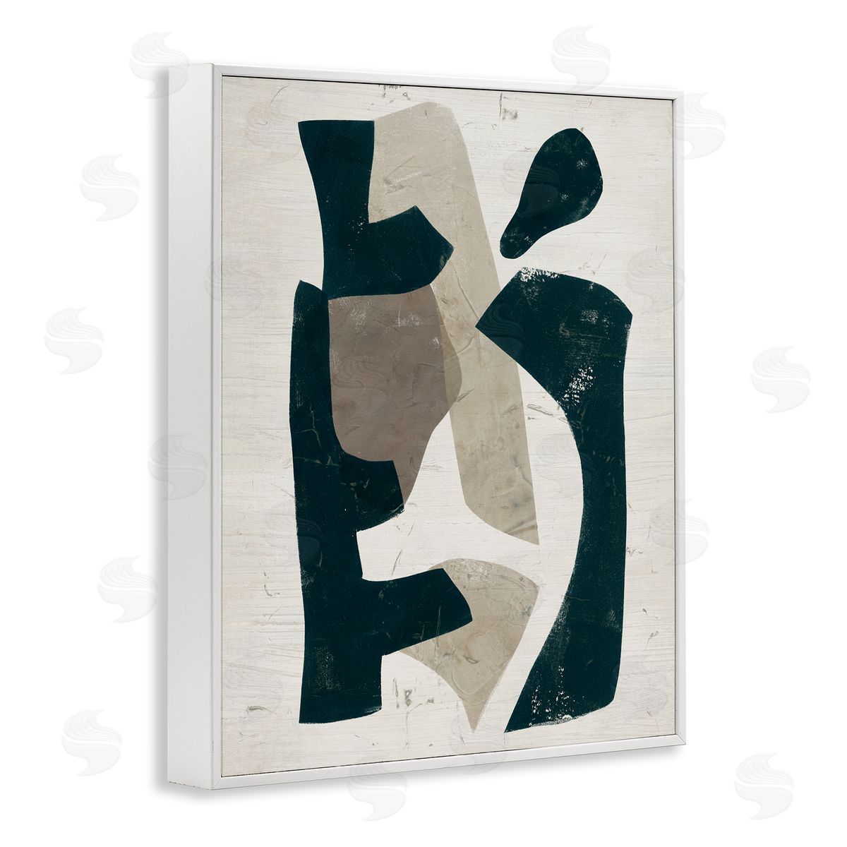 June Erica Vess Black & Brown Geometric Shapes Abstract Weathered Pattern  White Framed Giclee Wall Art Print