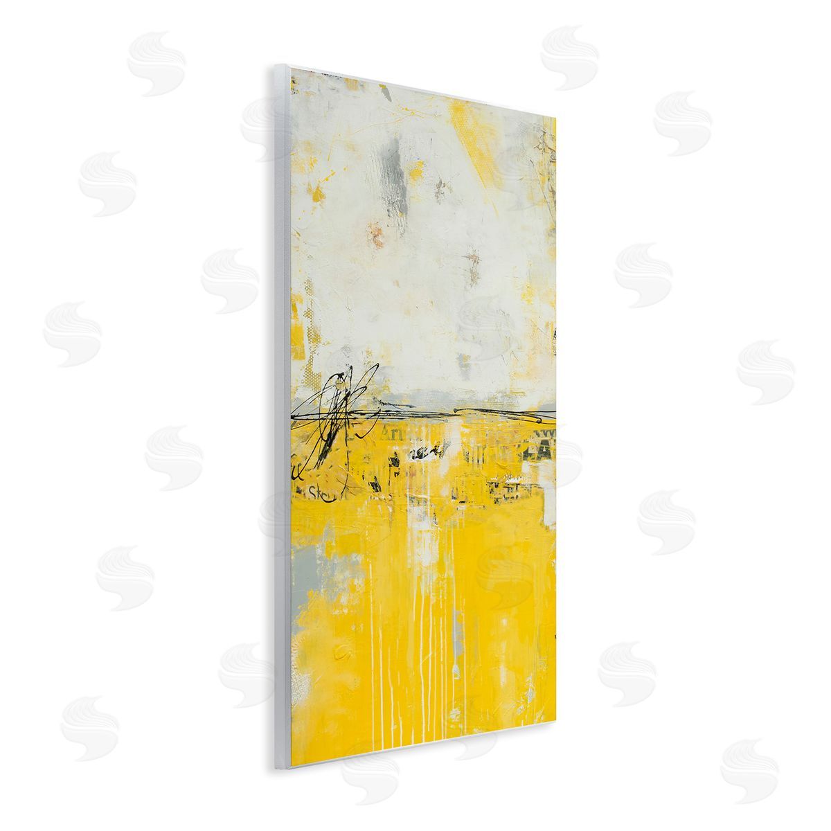Erin Ashley Yellow Weathered Street Modern Scribble Stencil Wall Plaque Art Print