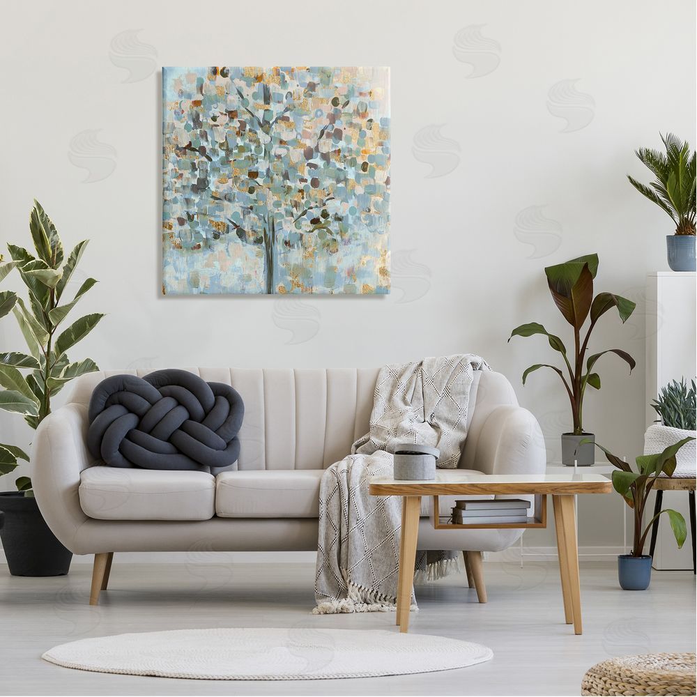 Susan Jill Abstract Speckled Tree Leaves Nature Painting Glam Detail Canvas Wall Art in Room