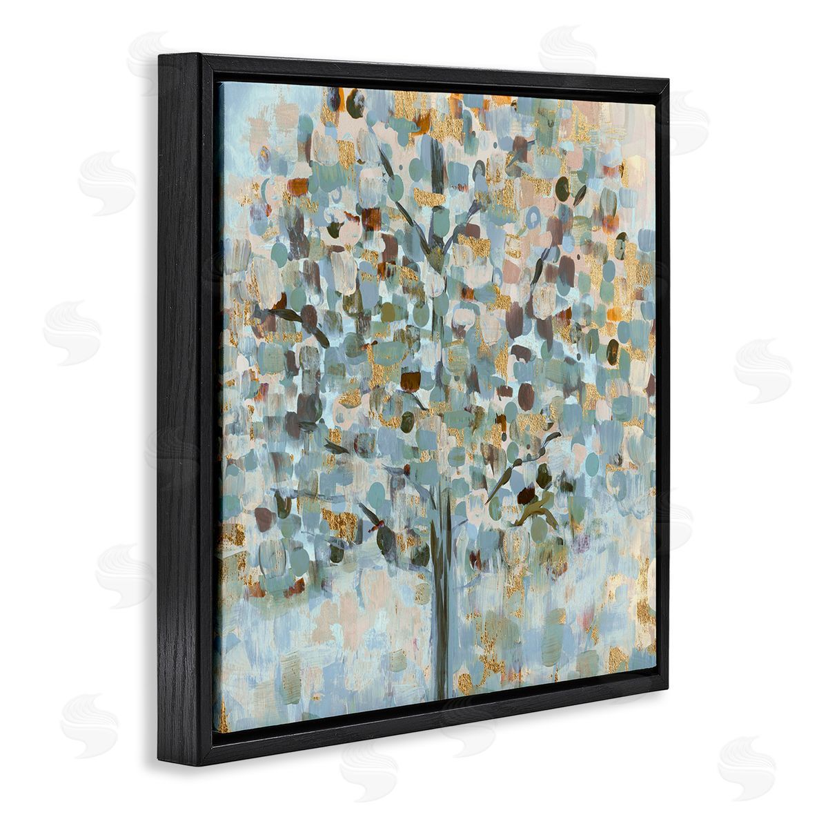 Susan Jill Abstract Speckled Tree Leaves Nature Painting Glam Detail Black Floating Frame Canvas Wall Art Print