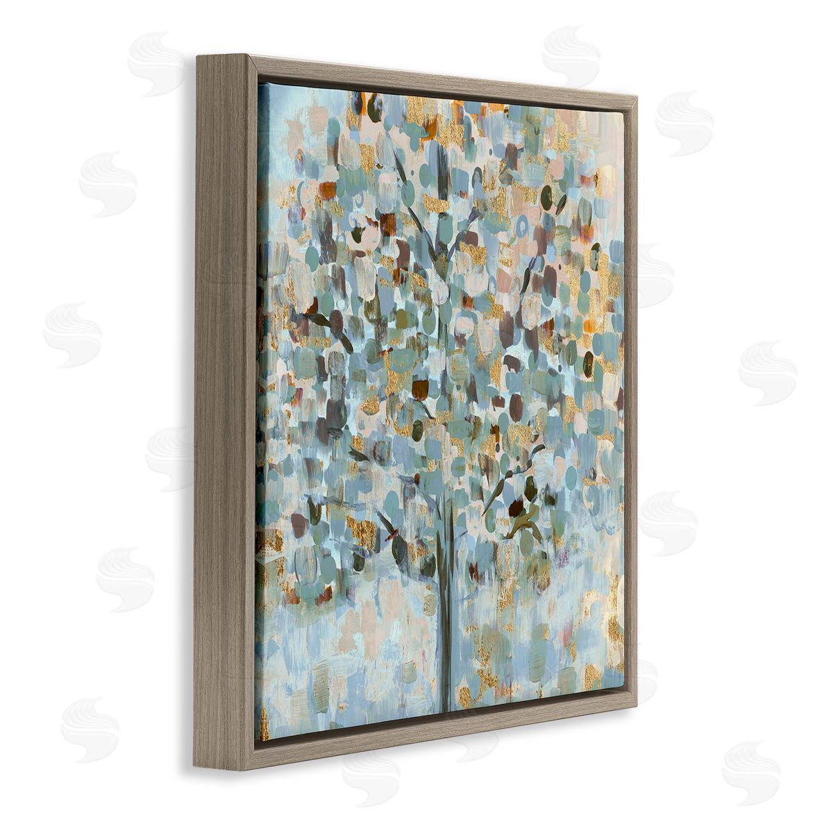 Susan Jill Abstract Speckled Tree Leaves Nature Painting Glam Detail Brown Floating Frame Canvas Wall Art Print