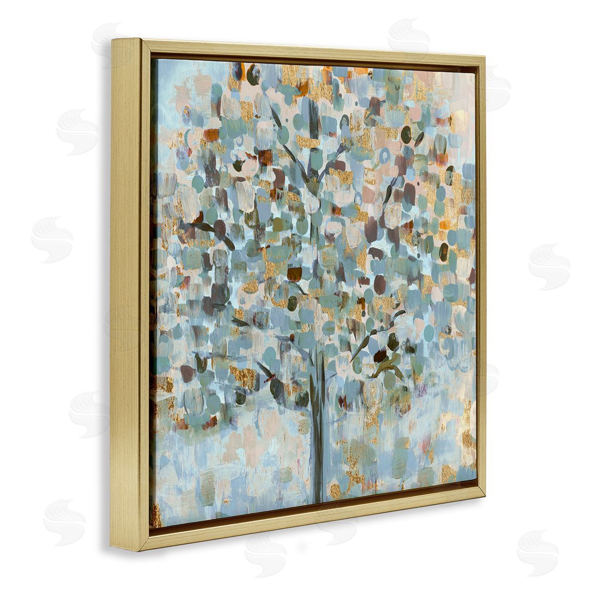 Susan Jill Abstract Speckled Tree Leaves Nature Painting Glam Detail Gold Floating Frame Canvas Wall Art Print