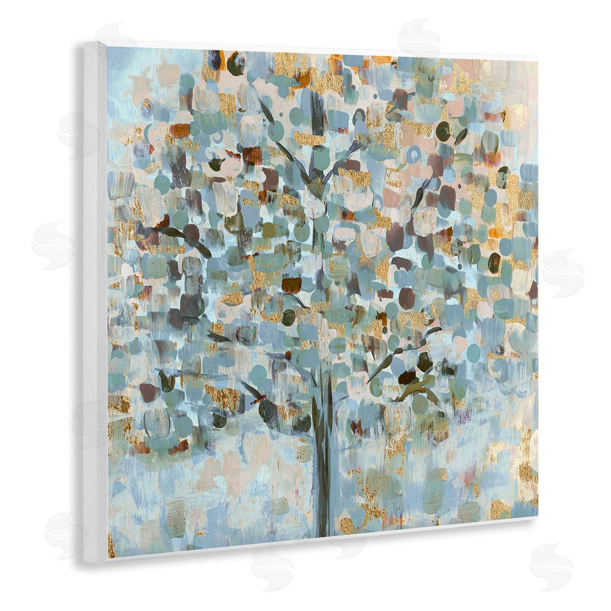 Susan Jill Abstract Speckled Tree Leaves Nature Painting Glam Detail Wooden Wall Plaque Art Print