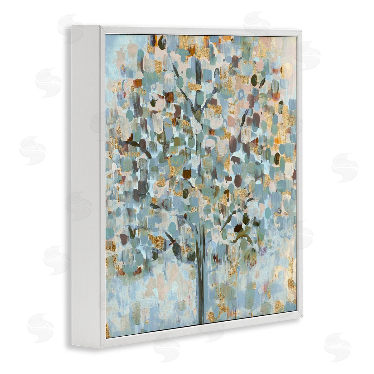 Susan Jill Abstract Speckled Tree Leaves Nature Painting Glam Detail White Framed Glicee Wall Art Print