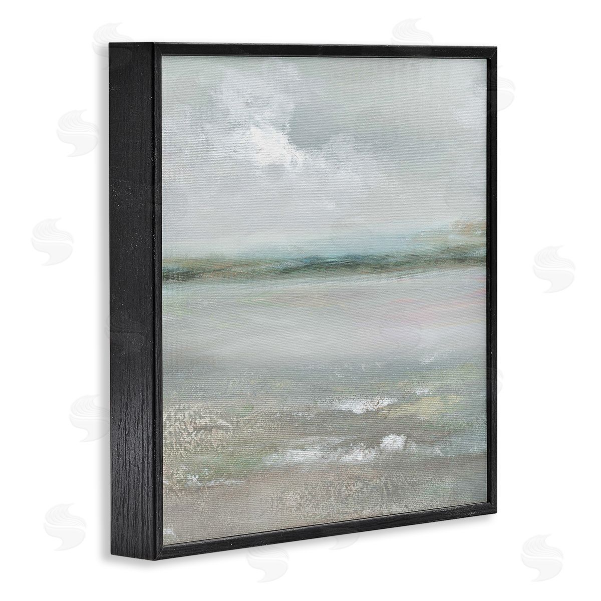 Nan Foggy Abstract Beach Landscape Distant Mountains Clouds   Black Framed Glicee Wall Art Print
