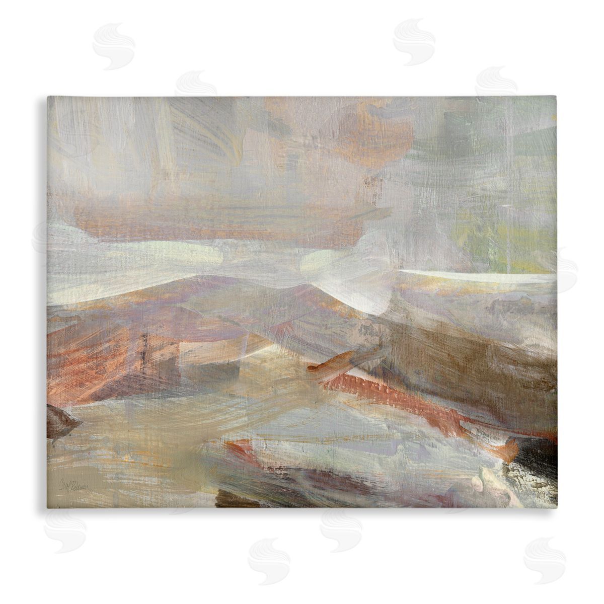 Carol Robinson Layered Abstract Thick Brushstrokes Neutral Browns Painting Stretched Canvas Wall Art Print