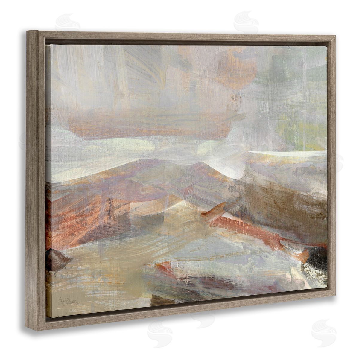 Carol Robinson Layered Abstract Thick Brushstrokes Neutral Browns Painting Brown Floating Frame Canvas Wall Art Print