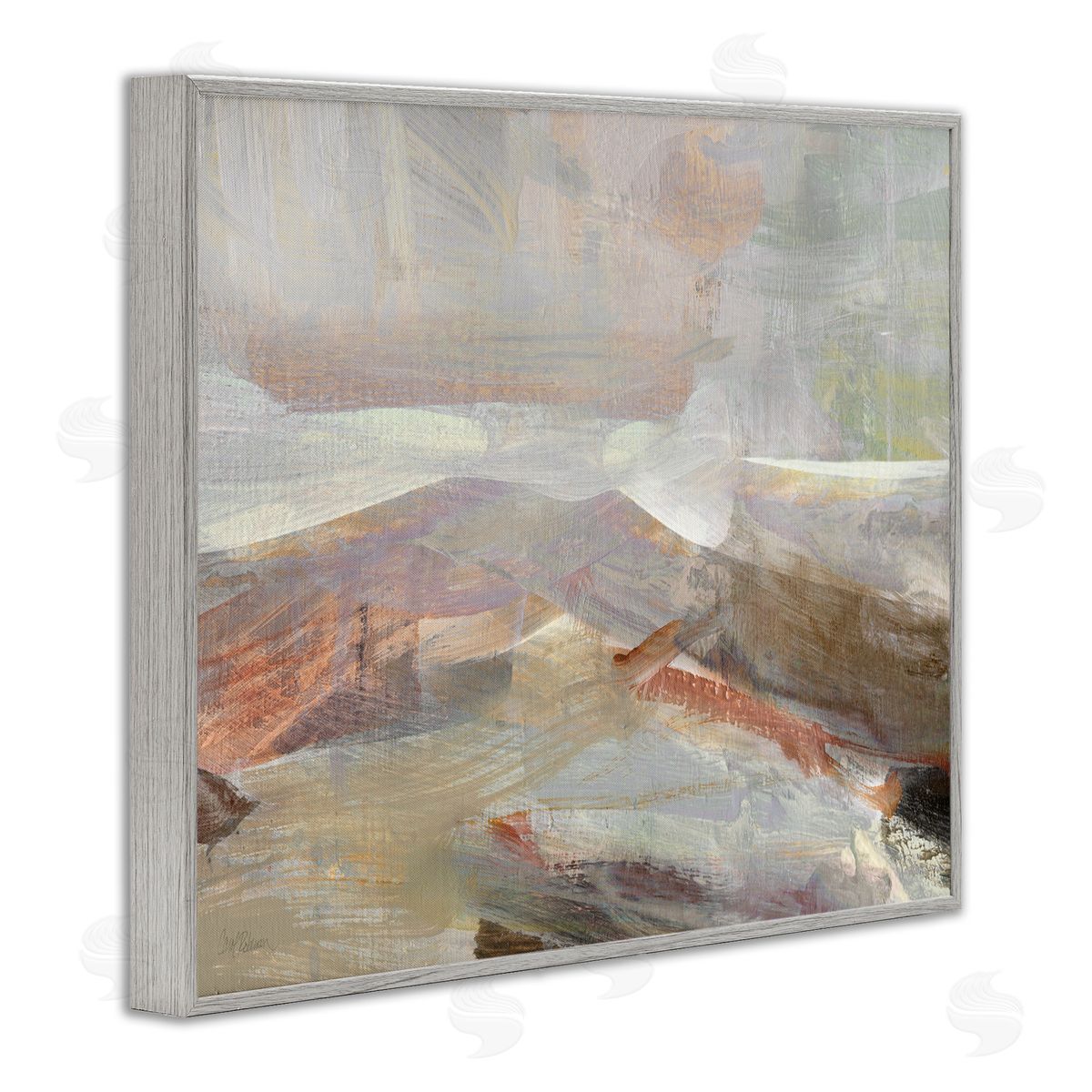 Carol Robinson Layered Abstract Thick Brushstrokes Neutral Browns Painting Gray Framed Giclee Wall Art Print