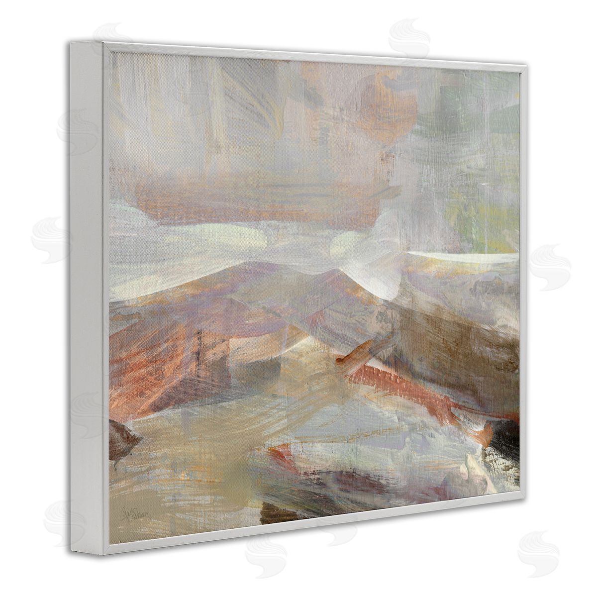 Carol Robinson Layered Abstract Thick Brushstrokes Neutral Browns Painting White Framed Giclee Wall Art Print