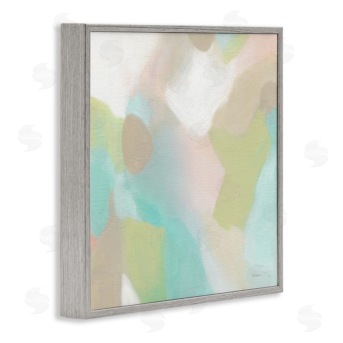 Carol Robinson Modern Fluid Pastel Shapes Soft Green Accent  Gray Framed Glicee Wall Art Print