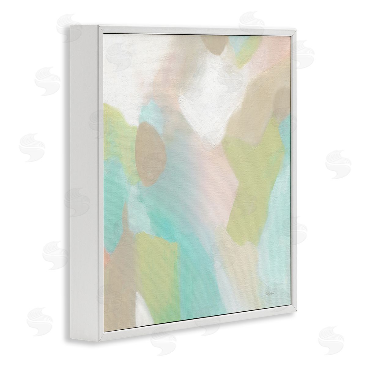 Carol Robinson Modern Fluid Pastel Shapes Soft Green Accent  White Framed Glicee Wall Art Print