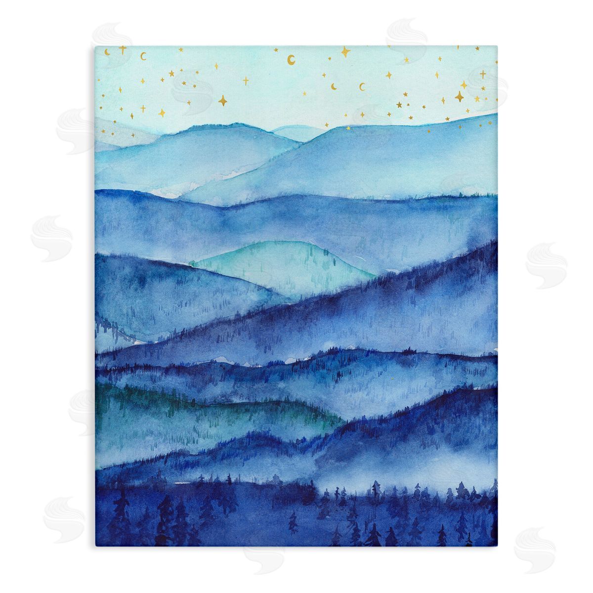 Blue Mountains & Trees Scenery Canvas Wall Art, Home Decor by Arrolynn Weiderhold