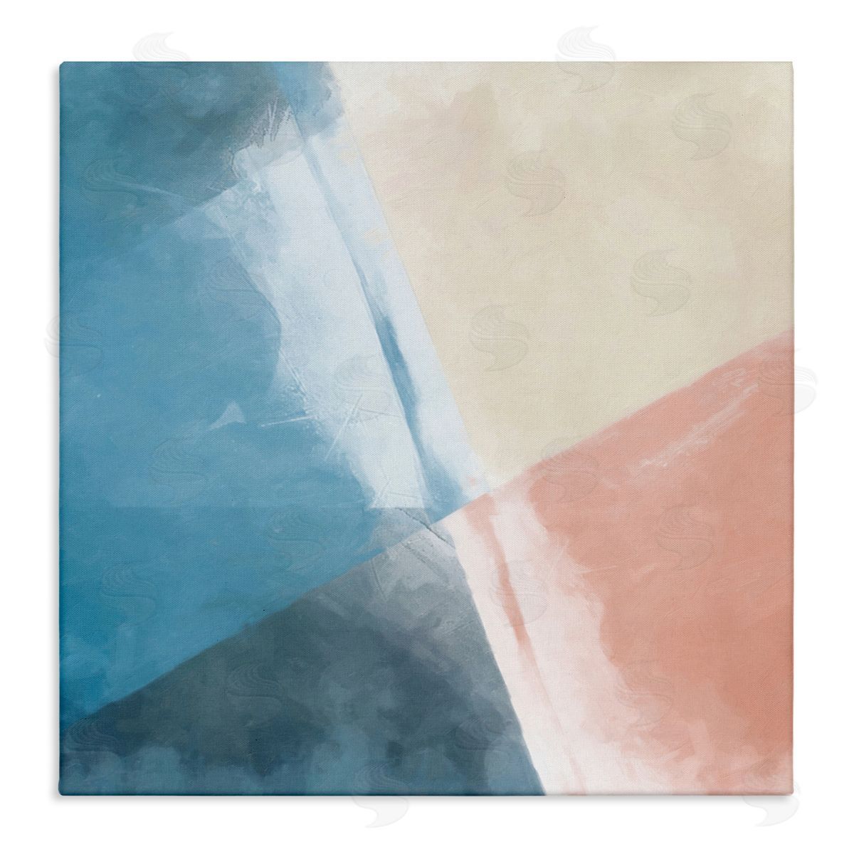 Graffitee Studios Modern Angled Shapes Pale Pink Blue Design Stretched Canvas Wall Art Print