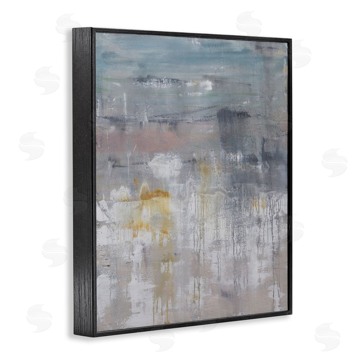 Hilary Winfield Enigmatic Paint Drip Contemporary Neutrals Yellow  Black Framed Giclee Wall Art Print