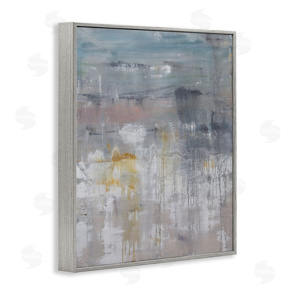 Hilary Winfield Enigmatic Paint Drip Contemporary Neutrals Yellow  Gray Framed Giclee Wall Art Print