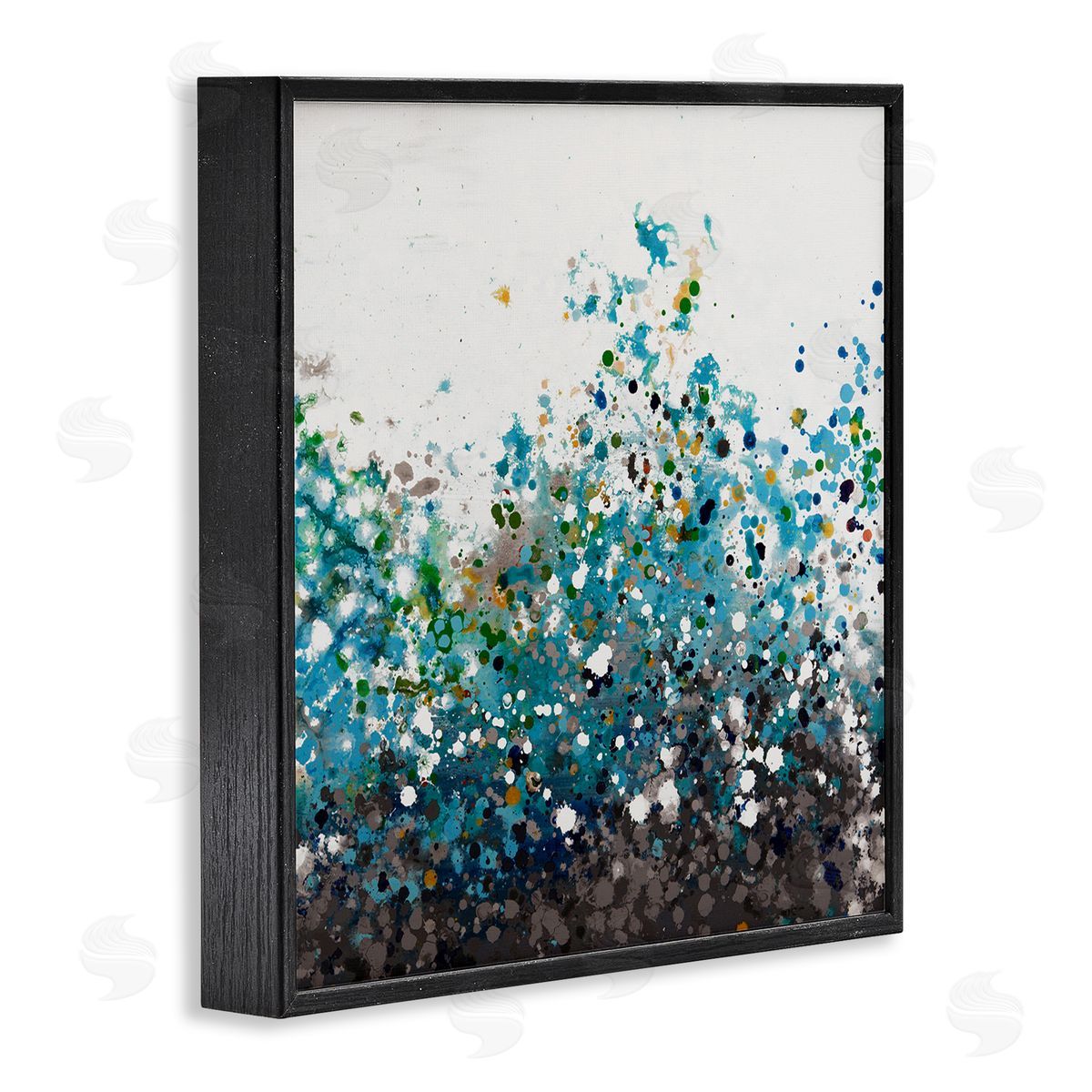 Hilary Winfield Opaque Speckled Blue Abstract Paint Splatter Black Framed Glicee Wall Art Print