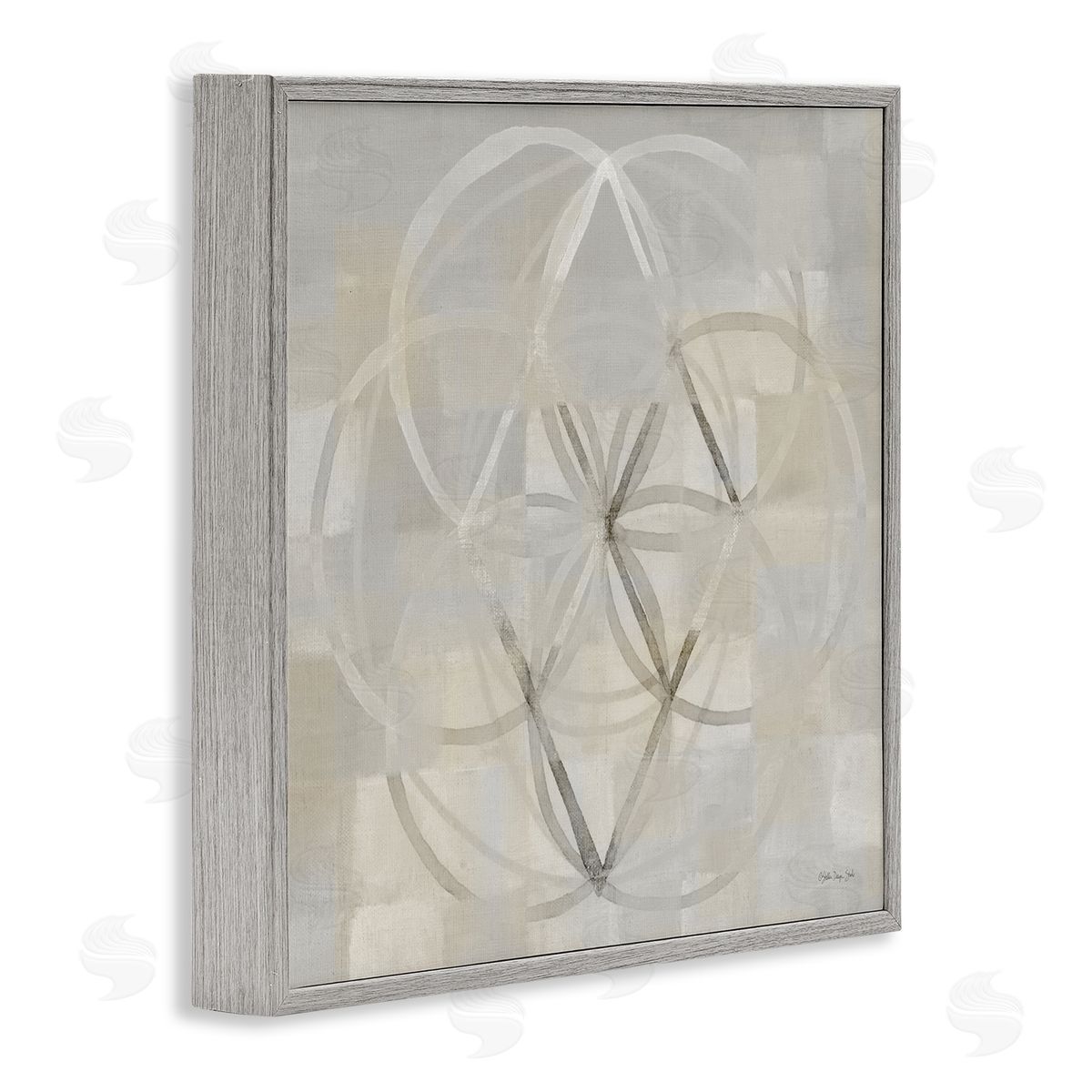 Stellar Design Studio Circular Fractal Abstract Neutral Tones Patterned Squares Gray Framed Glicee Wall Art Print