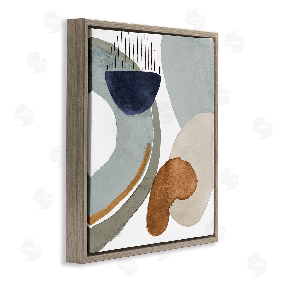 Lanie Loreth Bold Contemporary Shapes Geometric Paint Strokes Lines Brown Floating Frame Canvas Wall Art Print