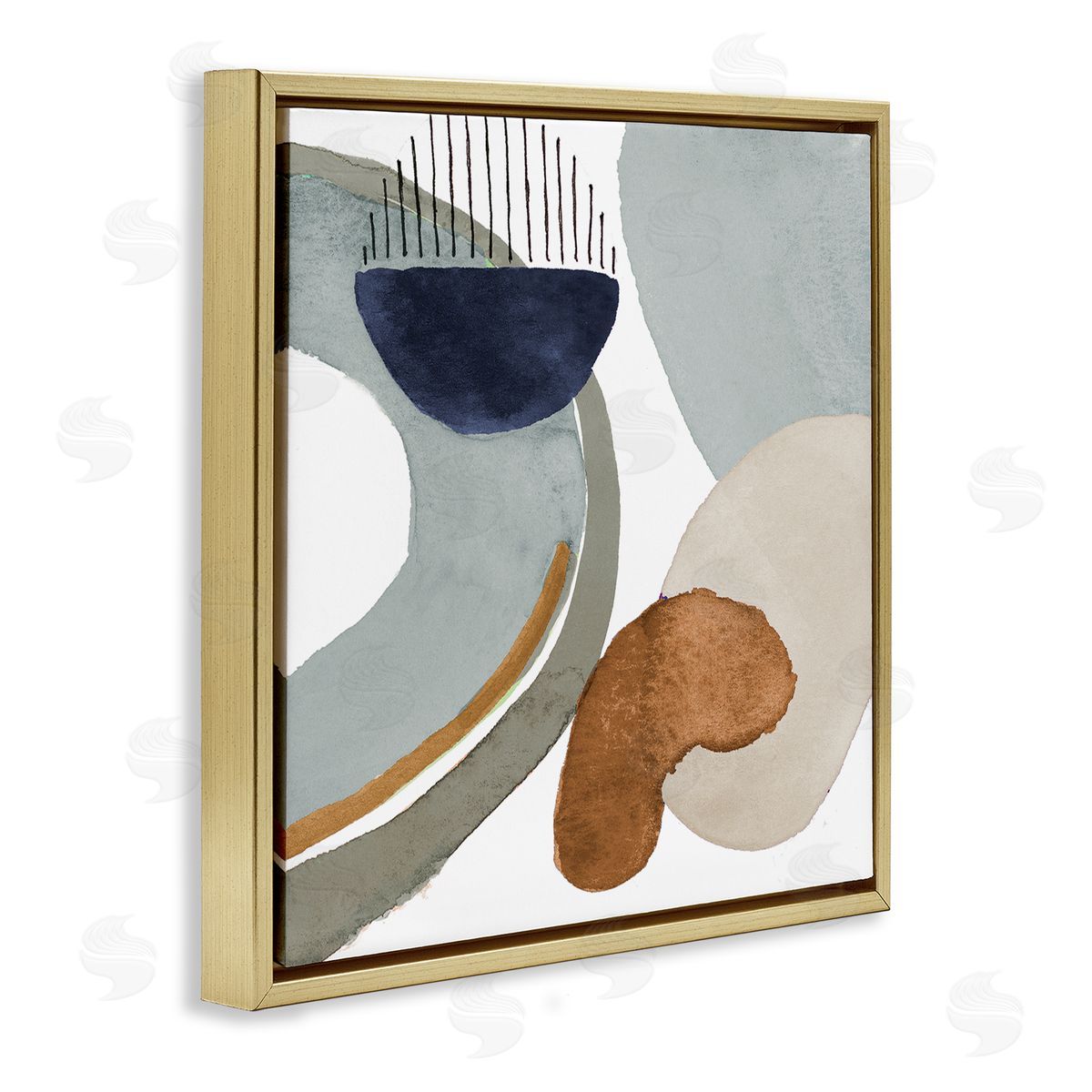 Lanie Loreth Bold Contemporary Shapes Geometric Paint Strokes Lines Gold Floating Frame Canvas Wall Art Print