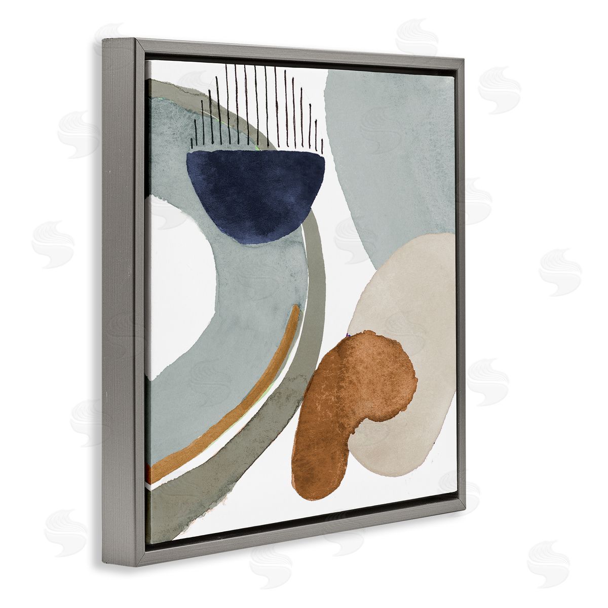 Lanie Loreth Bold Contemporary Shapes Geometric Paint Strokes Lines Gray Floating Frame Canvas Wall Art Print