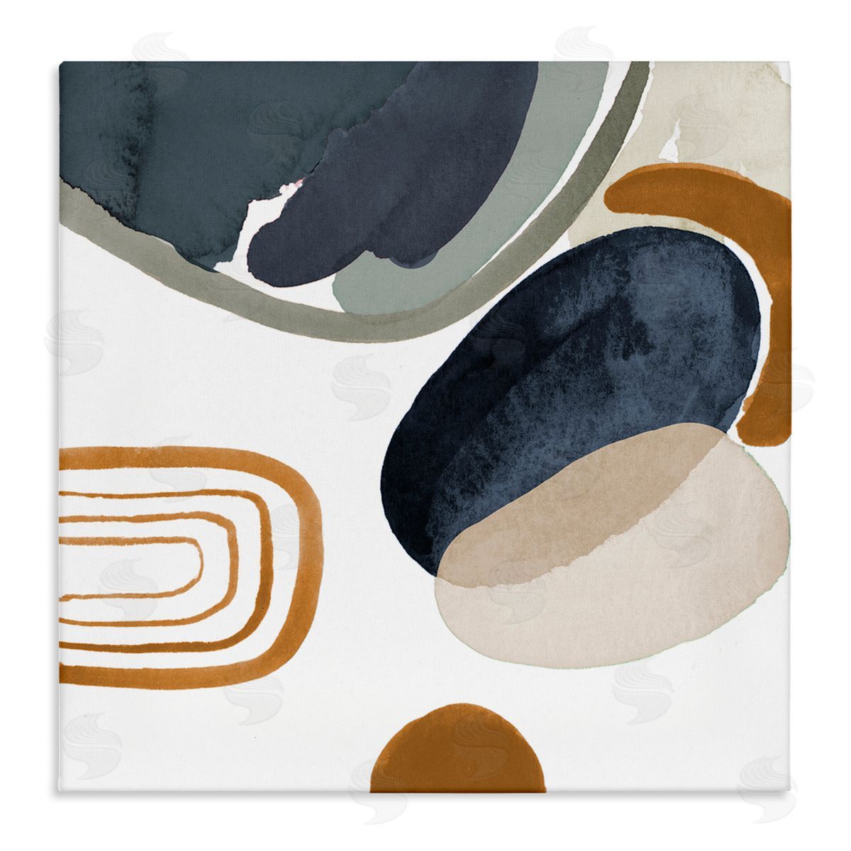 Lanie Loreth Abstract Rounded Shapes Striped Pattern Watercolor Detail Stretched Canvas Wall Art Print