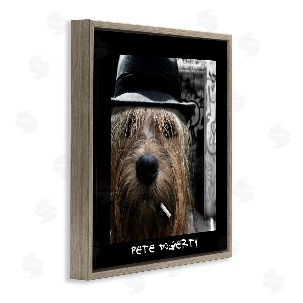 Noah Bay Pete Dogerty Humorous Musician Hat Cigarette Dog Brown Floating Frame Canvas Wall Art Print