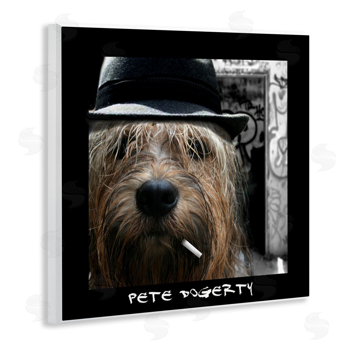 Noah Bay Pete Dogerty Humorous Musician Hat Cigarette Dog Wooden Wall Plaque Art Print