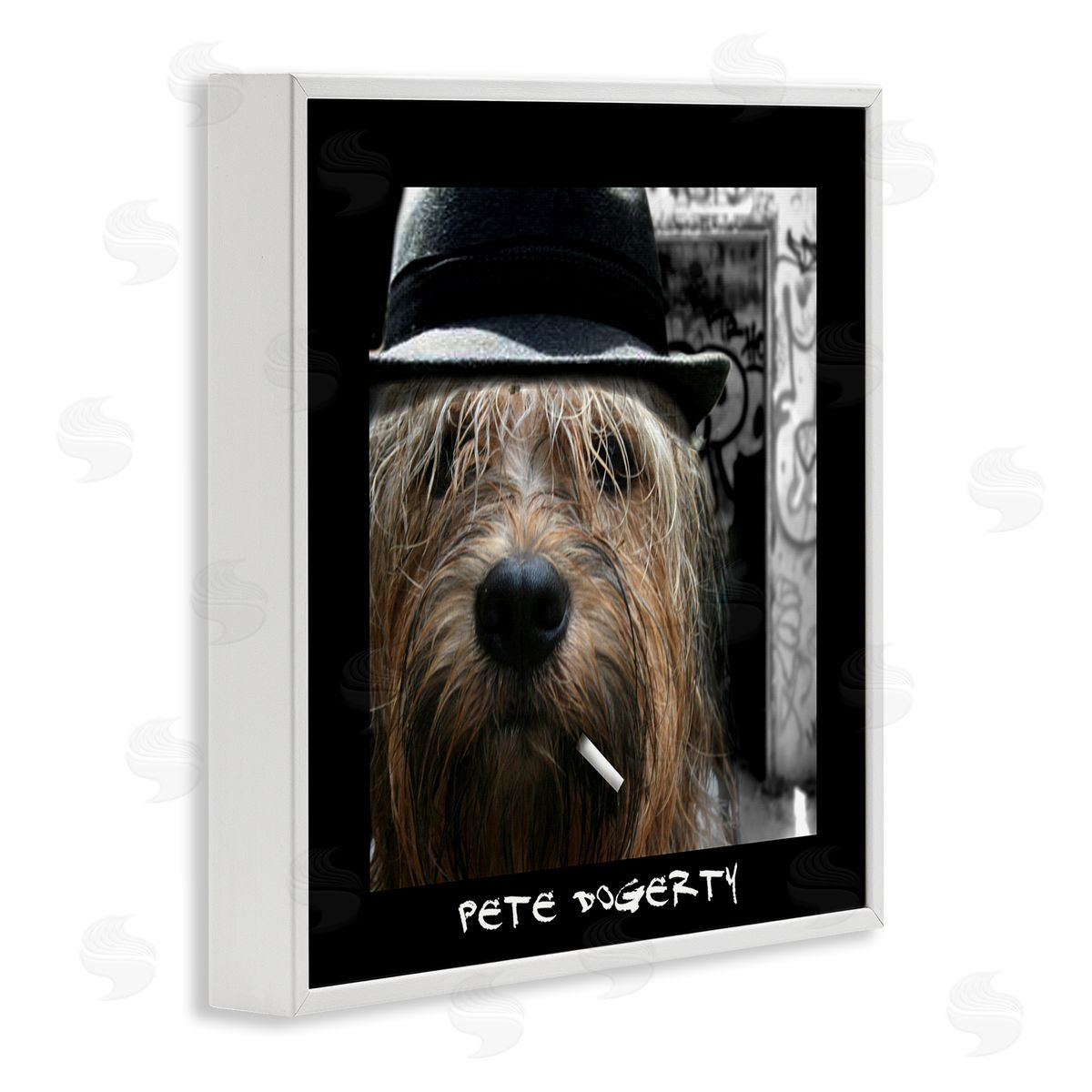 Noah Bay Pete Dogerty Humorous Musician Hat Cigarette Dog White Framed Glicee Wall Art Print