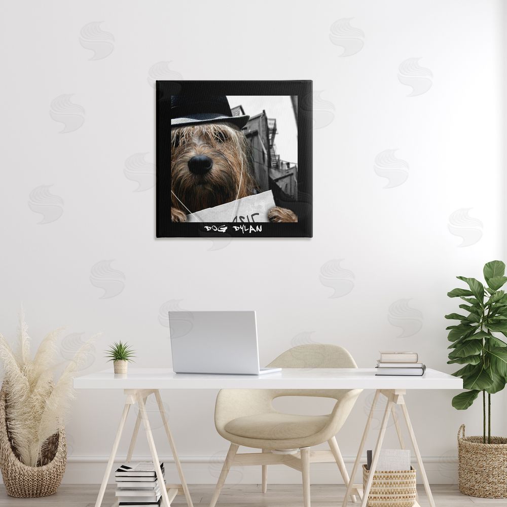 Noah Bay Dog Dylan Funny Musician Wearing Hat Cityscape Canvas Wall Art in Room